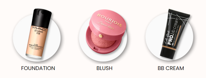 Pakistani makeup brands foundation, blush, and BB cream 