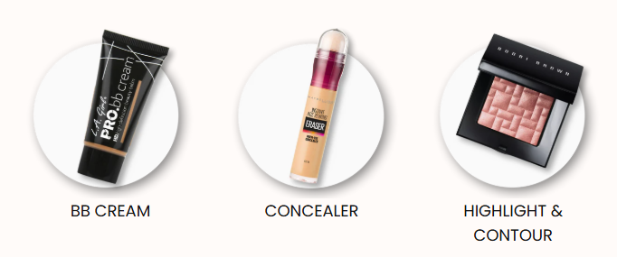 Pakistani makeup brands BB CReam, Concealer, Highlight and Contour 