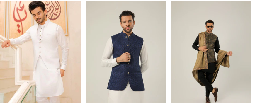 3 examples in white blue and green of the Luxury Lawn Collection