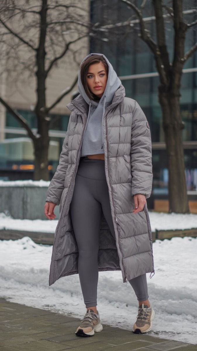 Long grey puffer jackets