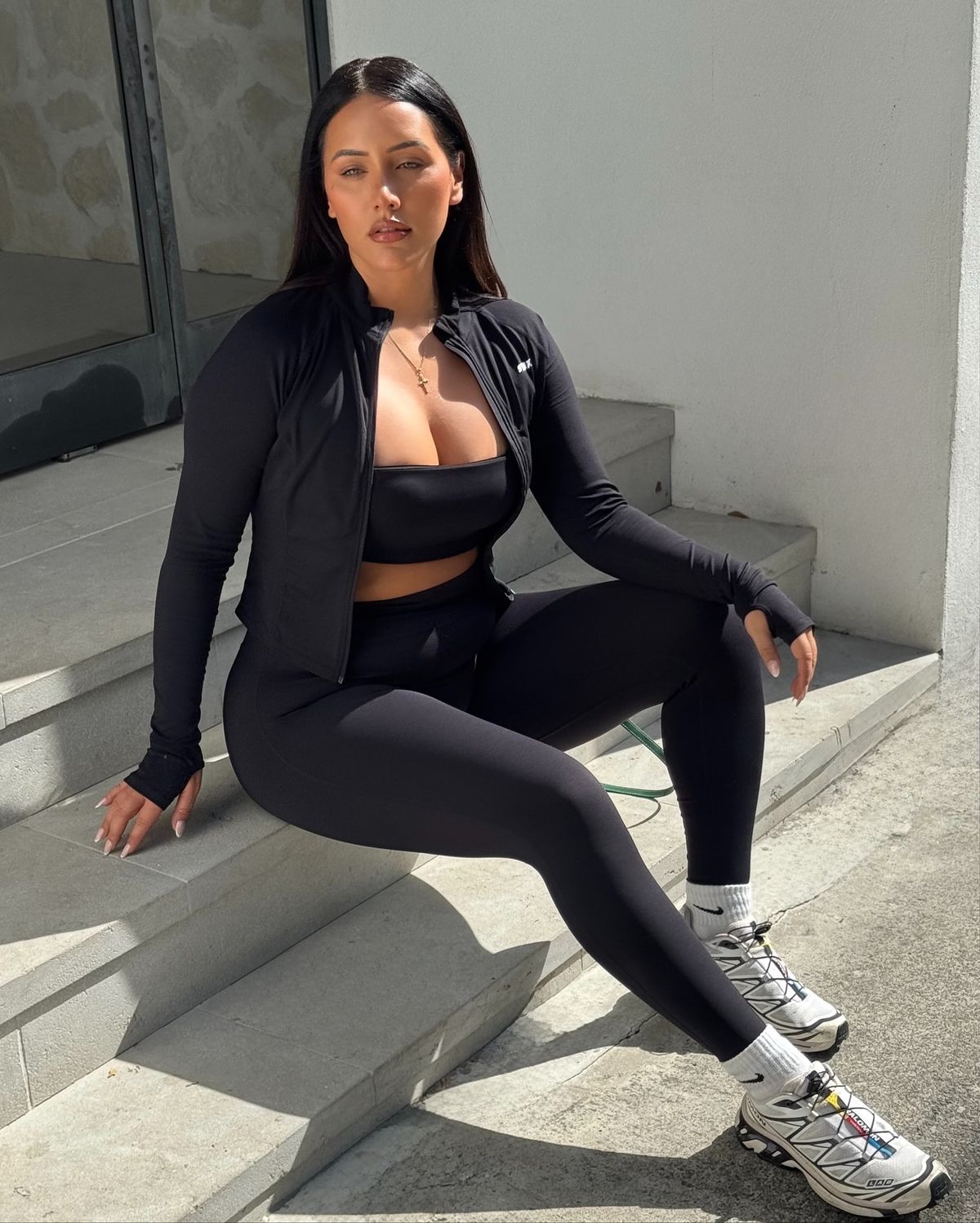 black matching gym set