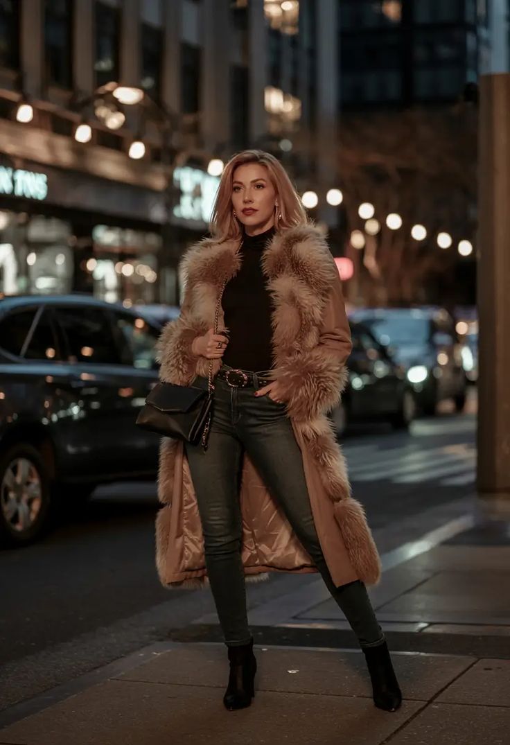 Brown faux fur coats