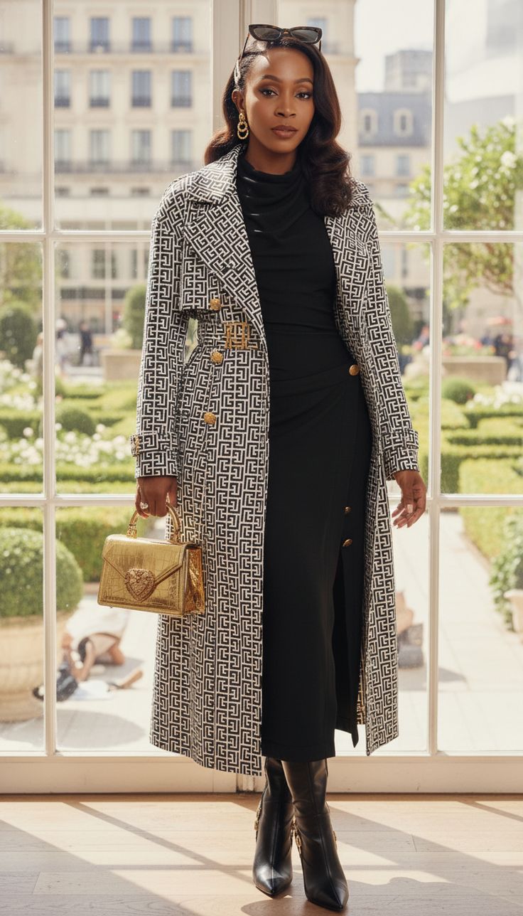 Bodycon dress with Trench Coat