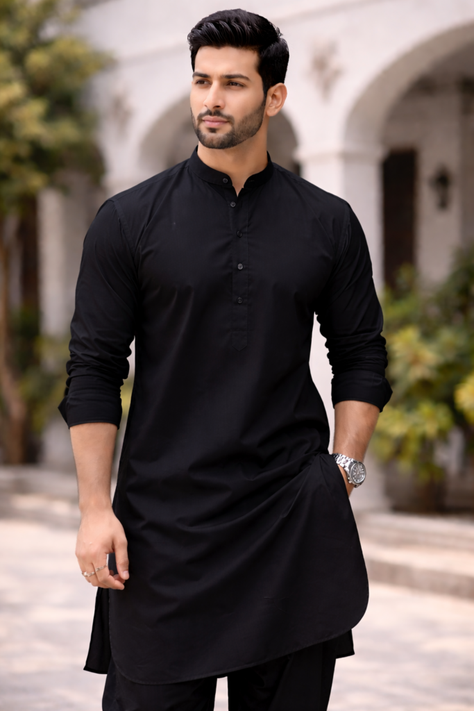 Model in black shalwar kameez