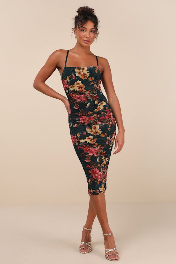 Floral printed bodycon dresses