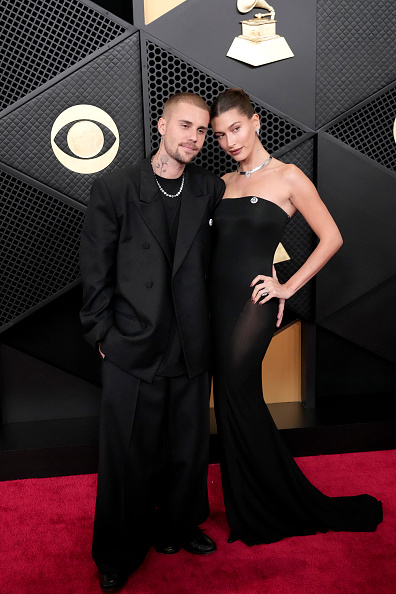Justin Bieber and Hailey Bieber attend the 68th GRAMMY Awards at Crypto.com Arena