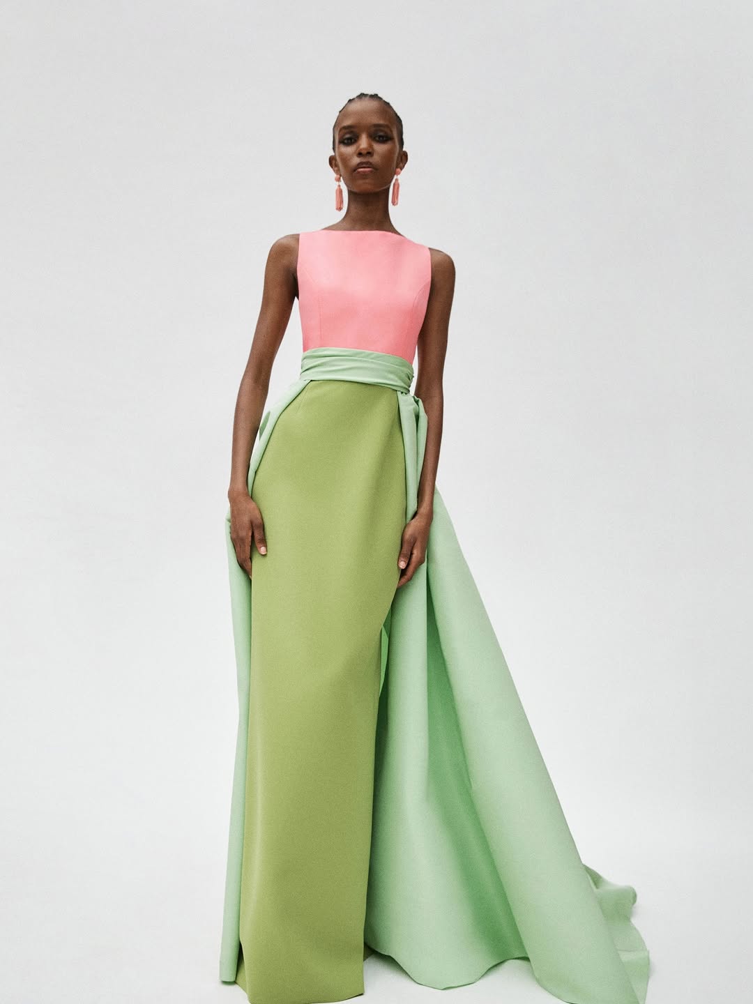 The Carolina Herrera Resort 2026 collection featured a silk-faille gown.