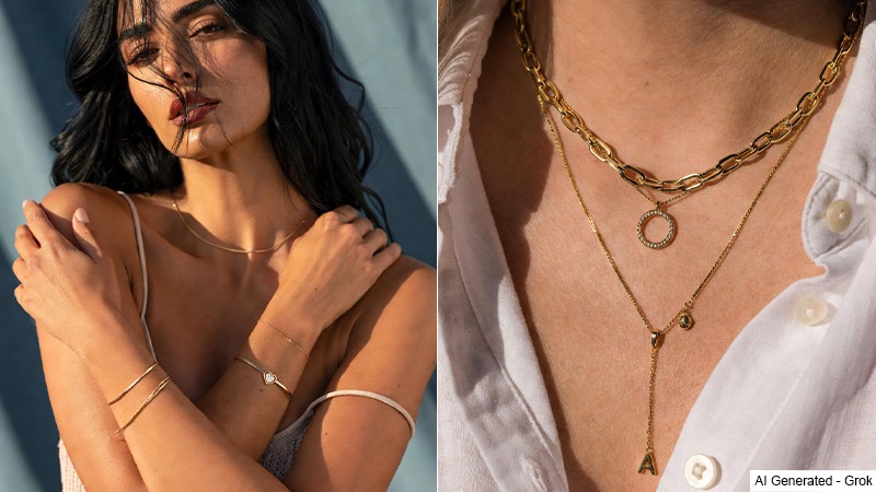 Models wearing various jewelery