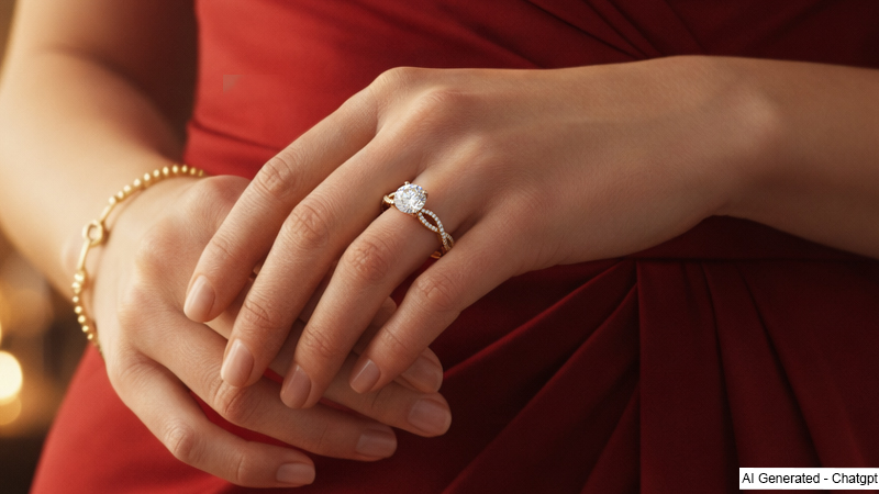 woman wearing lab diamond ring