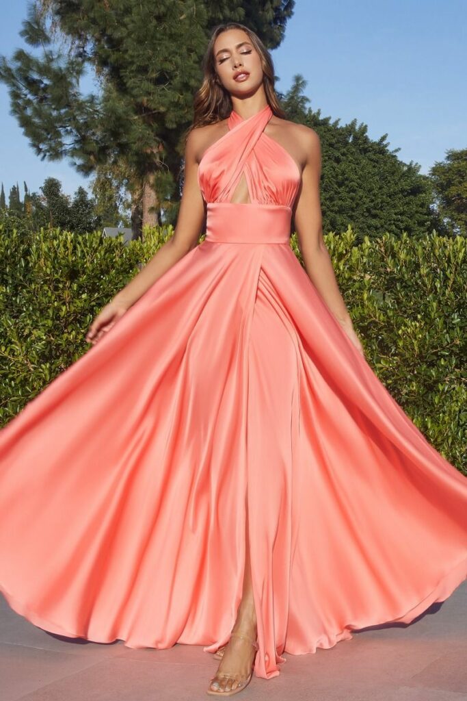 Elegant peach Evening Dresses