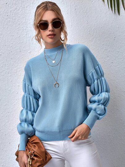 Silver Accessories and Glacier Blue sweater