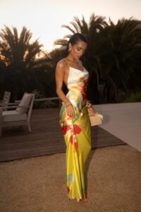 Silk printed maxi dresses