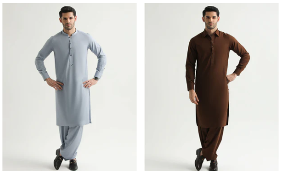 blue and brown Shalwar kameez