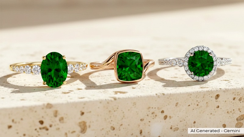 3 rings with the tsavorite stone