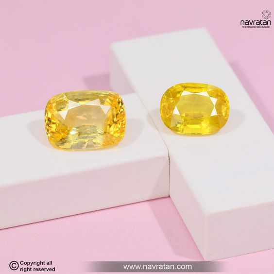 two yellow sapphire stones