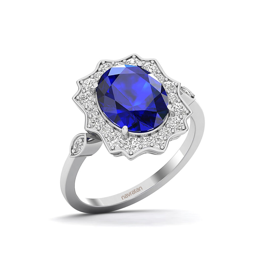 white gold example of Blue Sapphires type rings. 