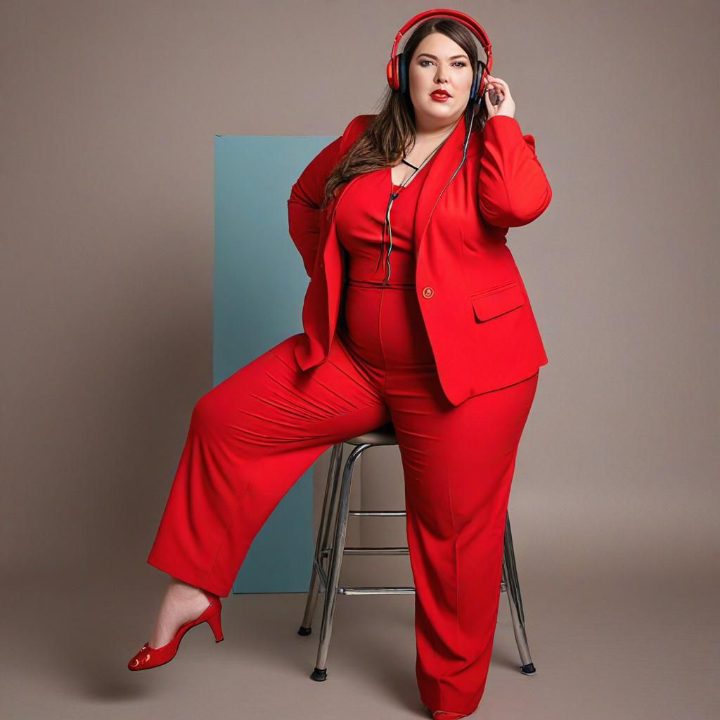 zred jumpsuit paired with plus-size red blazers