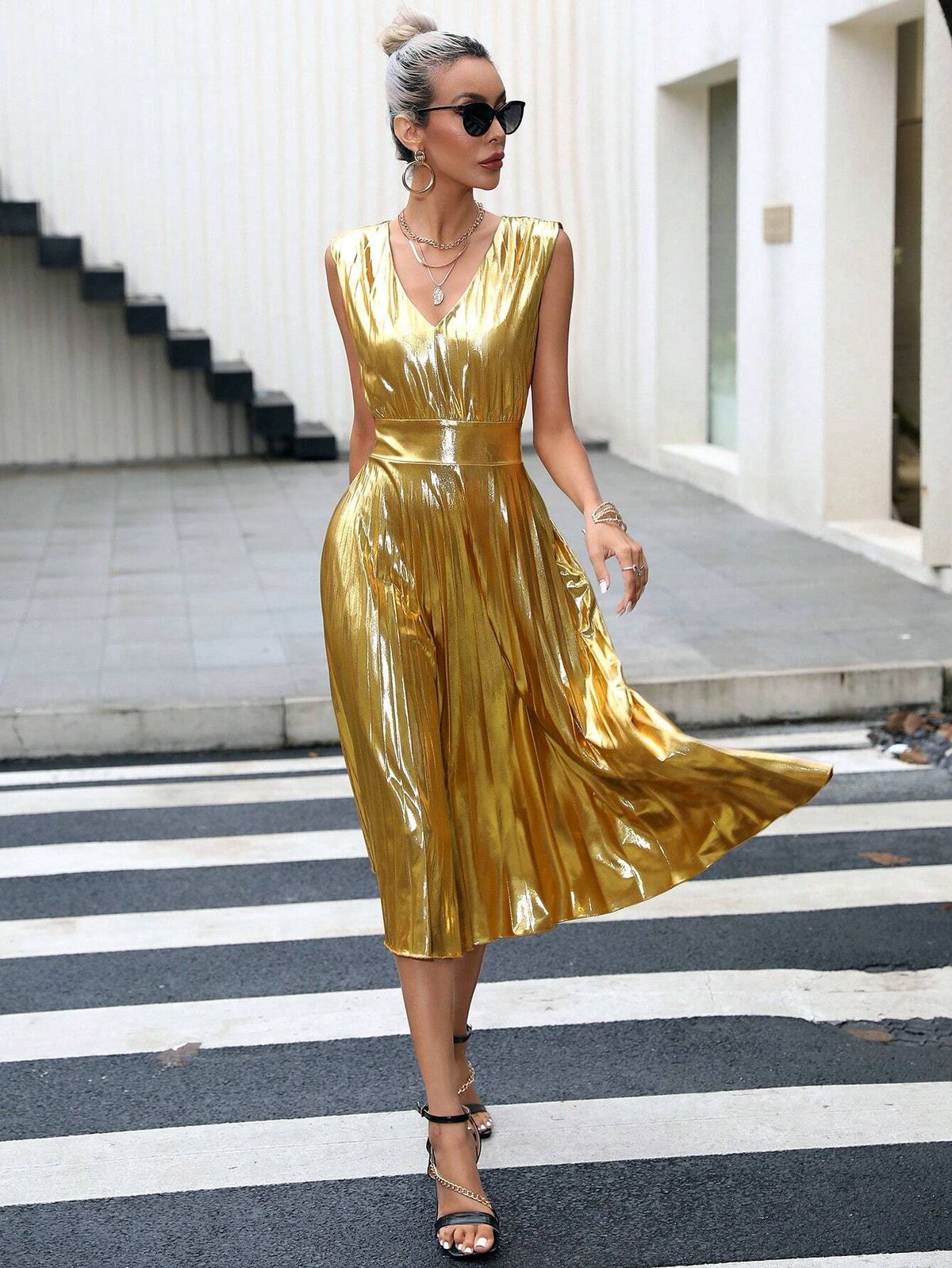 liquid gold satin dress