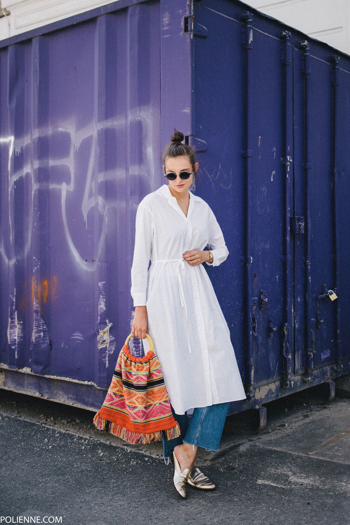 White Dress-Over-Trousers