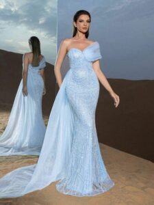 Glacier Blue Sculpted Dresses 3