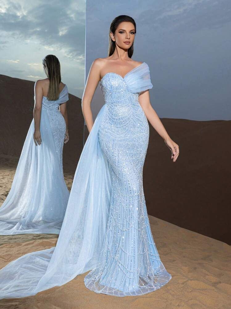 Glacier Blue Sculpted Dresses 3