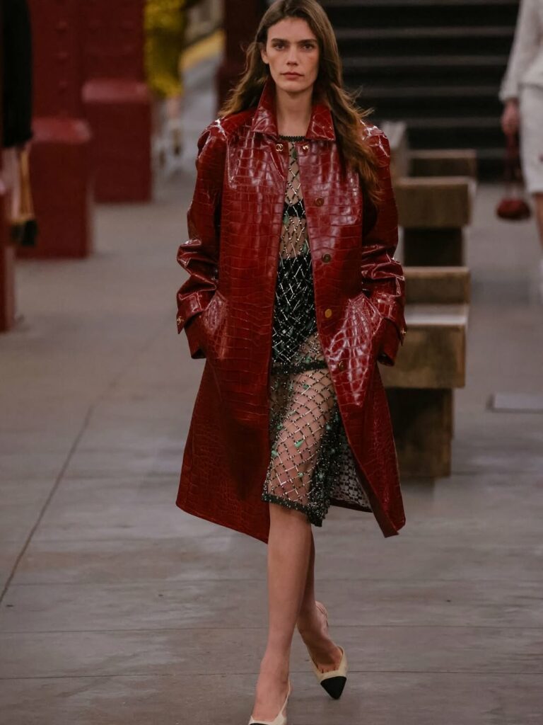  Métiers d’Art 2026 croc-embossed leather coat