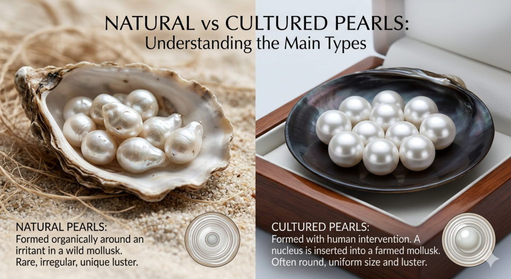 cultured pearls and natural pearls