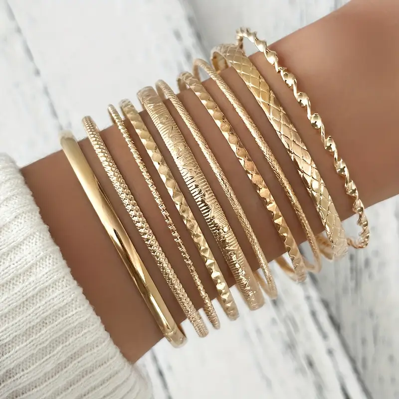 Slim Stackable Gold Bangles for Women