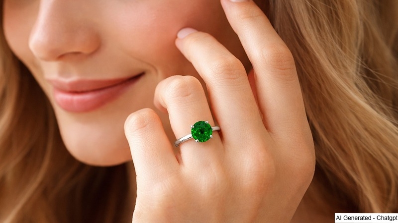 woman wearing Tsavorite Garnets ring