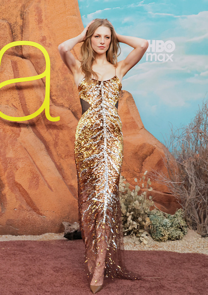 Hunter Schafer attended the Los Angeles premiere of HBO’s “Euphoria” Season 3 at the TCL Chinese Theatre on Tuesday, April 7, 2026, wearing a Roberto Cavalli Spring/Summer 2026 metallic spaghetti strap plissé maxi dress and Christian Louboutin Iriza pumps.