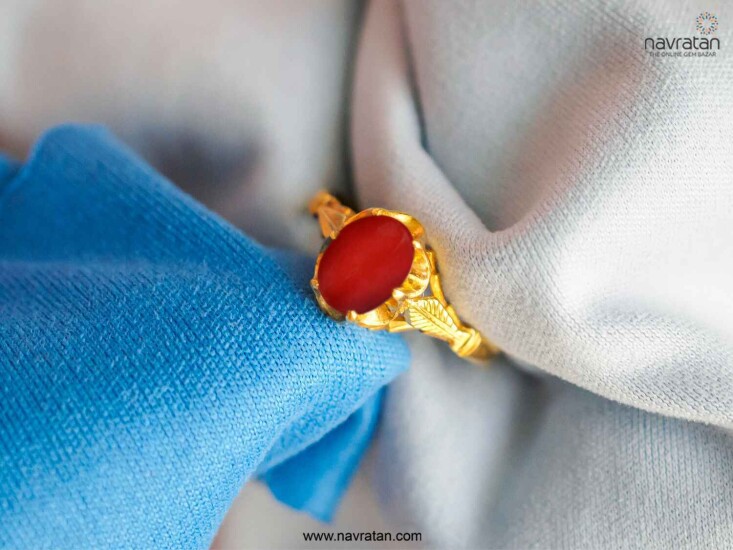 Red Coral stone ring 