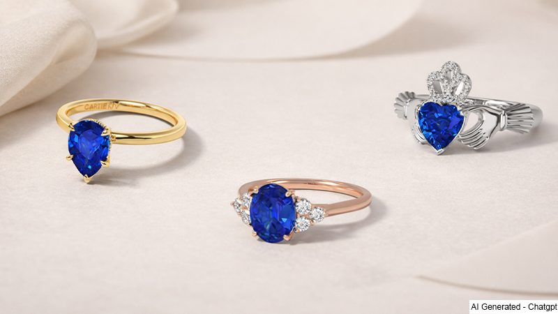 3 blue sapphire engagement rings