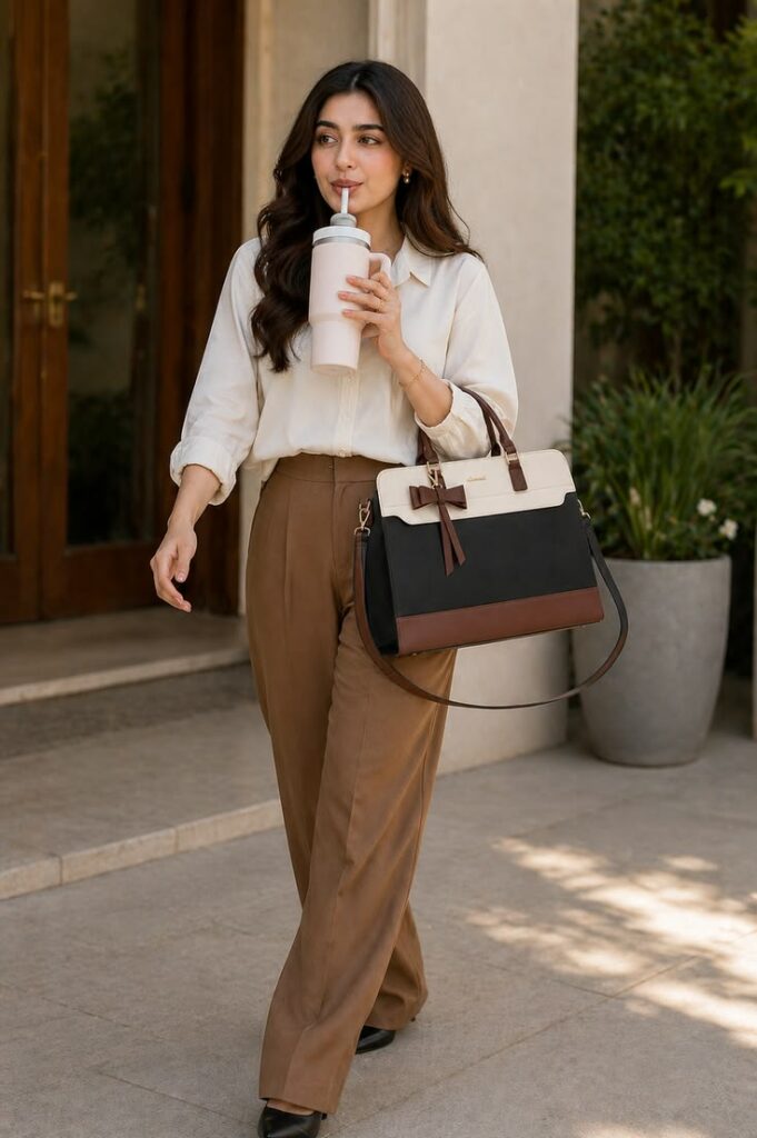 Luxury handbags white black and brown handbag