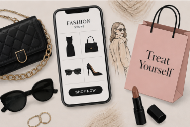 fashion accessories and cell phone with fashion items on the screen 