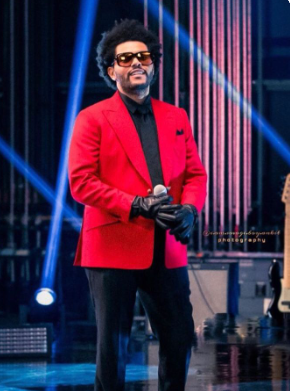 The weeknd red suit 