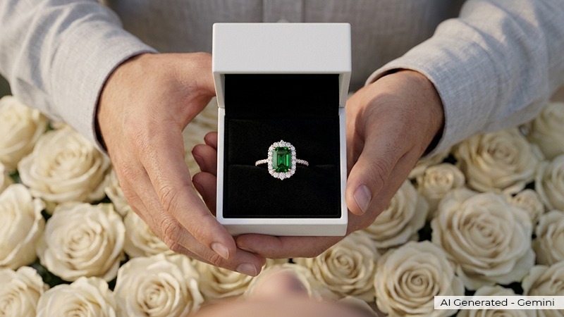 proposal rings - emerald ring