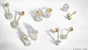 Different design of diamond earrings