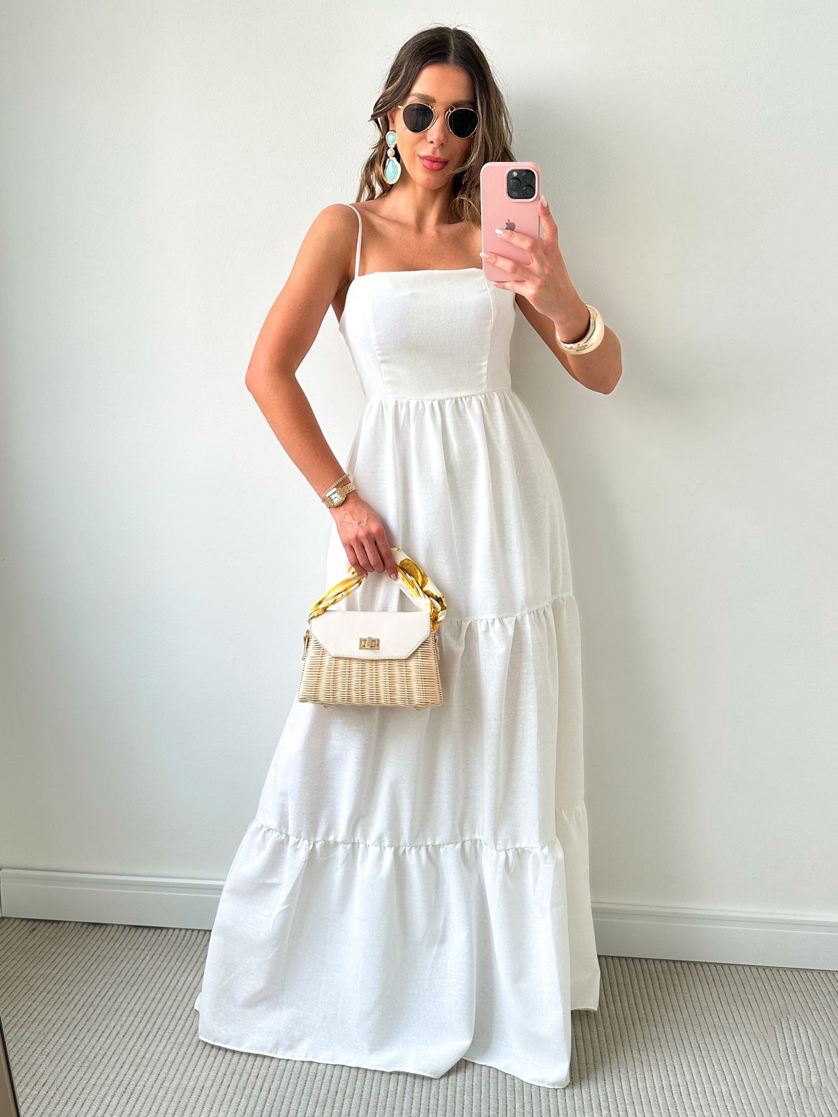 Floor-length white summer dress