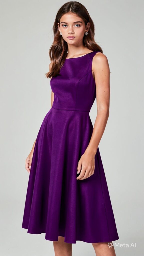 Model in purple dress