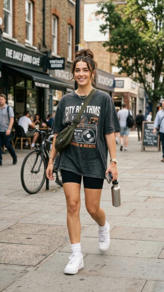 Oversized Graphic Tee and Biker Shorts for everyday style