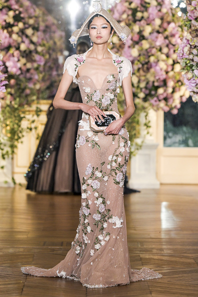 The Miss Sohee Haute Couture Spring/Summer 2025 ready-to-wear collection debuted a nude, embroidered Chantilly lace corseted gown, also worn by Jennifer Lopez for the “Office Romance” New York premiere tour.