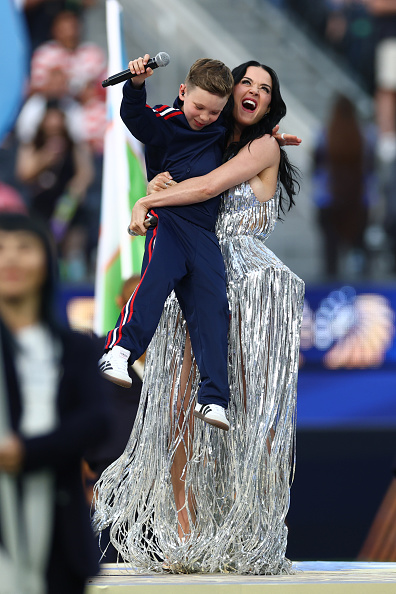 Katy Perry performs prior to the FIFA World Cup 2026 Group D match between USA and Paraguay at Los Angeles Stadium.