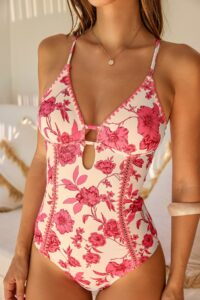 pink one-piece swimsuit