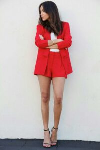 red blazer mini set