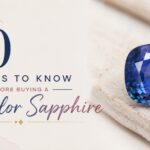 Cover image: title '10 Things to Know Before Buying a Bi-Color Sapphire' with a purple-pink gemstone on a beige background on the right.