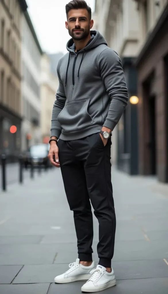 Men's Grey Hoodie Outfit Ideas