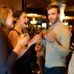 Models having a drink 