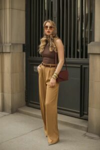 neutral brown outfit