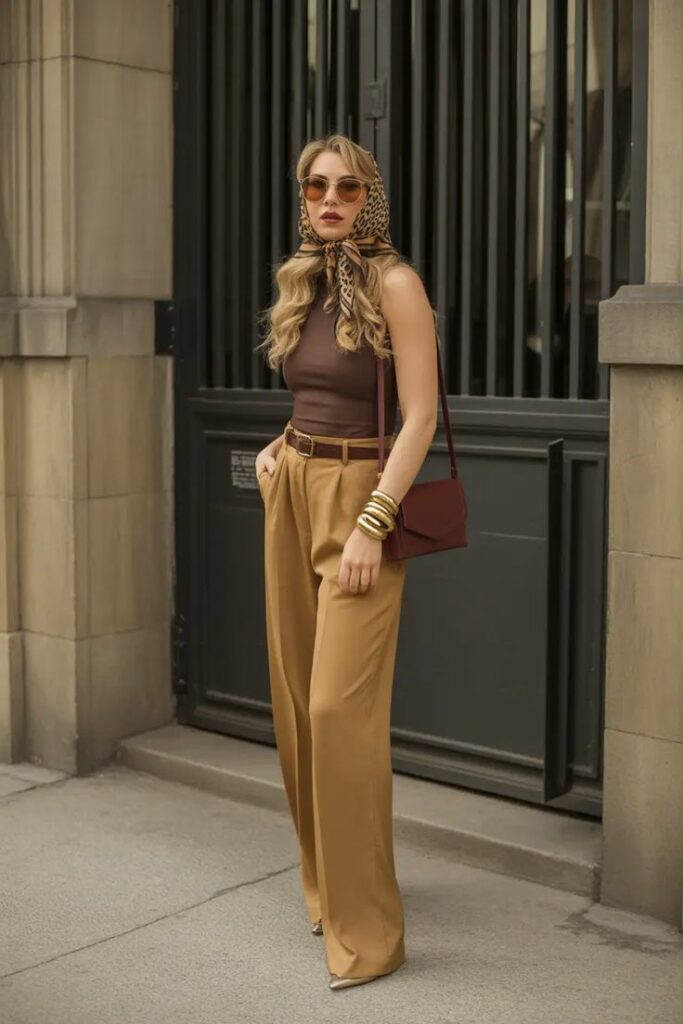 neutral brown outfit