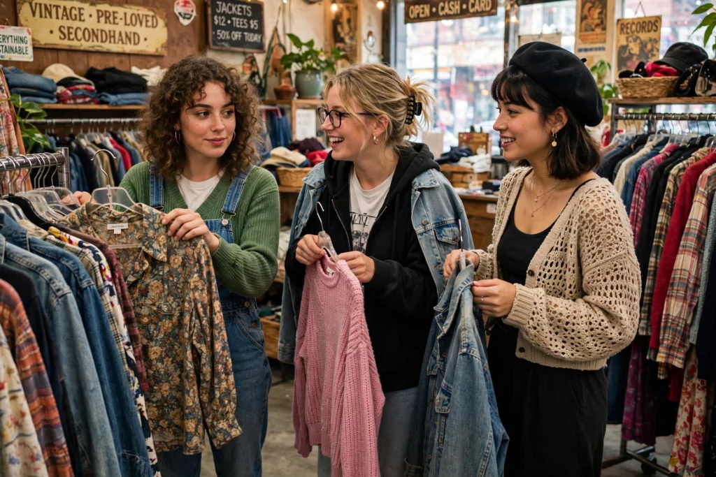 women shoping for pre owned clothing